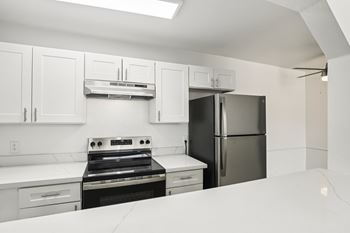 White marbled or granite countertops